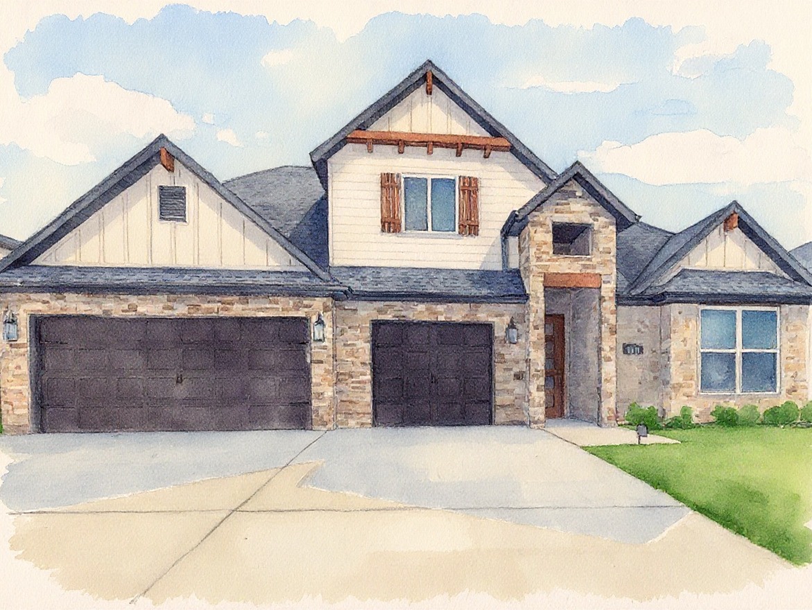 Example watercolor-style portrait of a traditional home