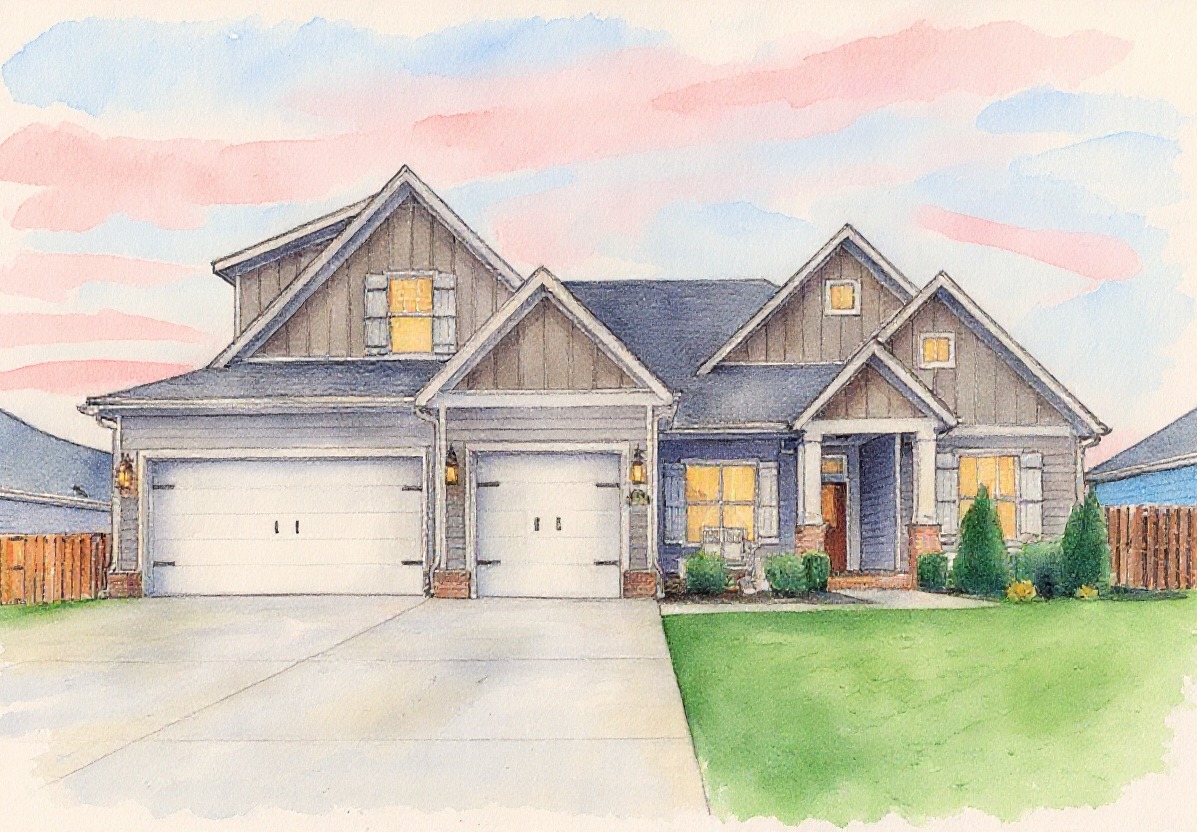 Watercolor painting of the home at 6416 S 62nd St, Rogers, AR